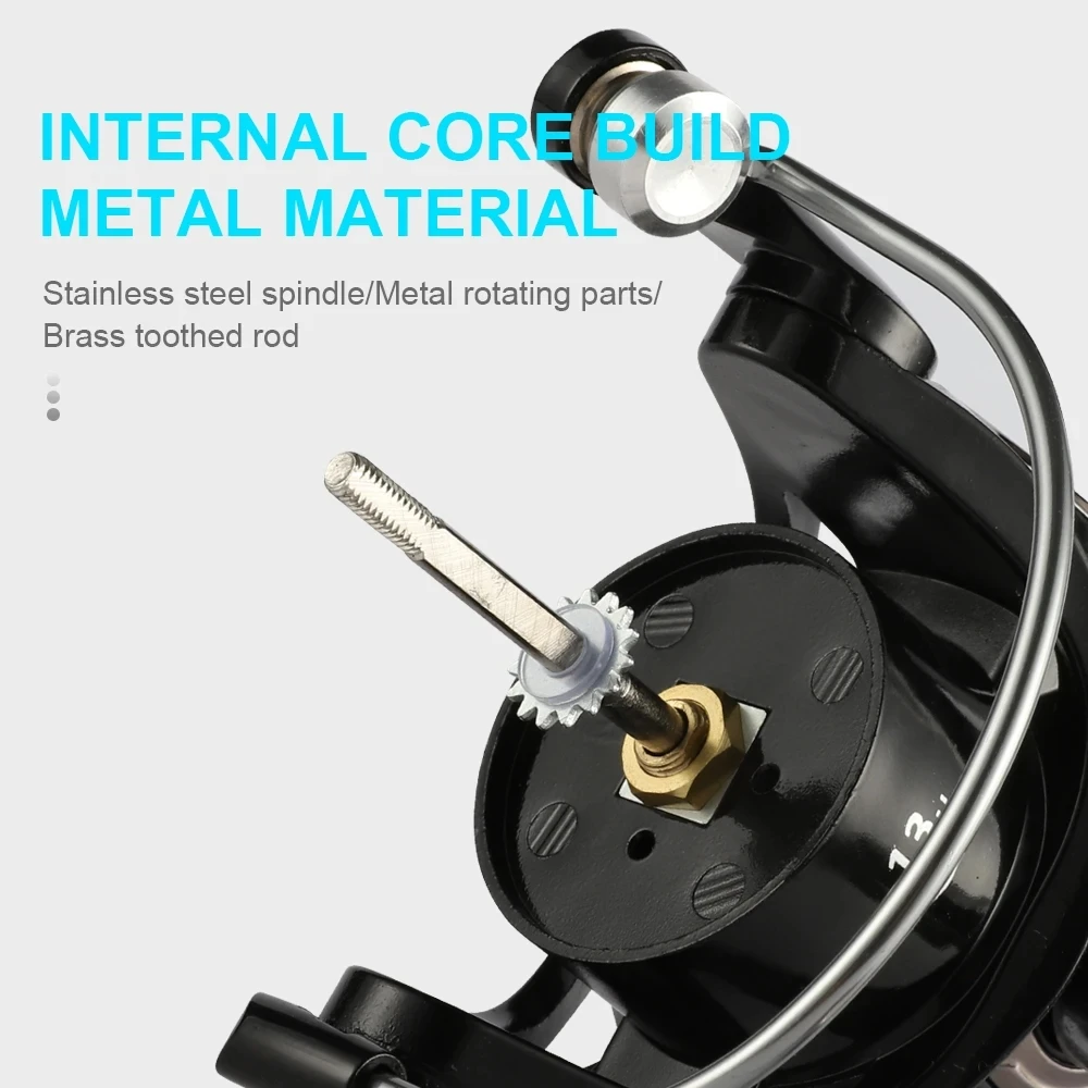 Carrete giratorio 2026, carretes de pesca giratorios de arrastre máximo de 22LB, carrete de pesca para agua dulce, relación de engranaje 5,2: 1 con mecedores de Metal plegables - imagen 3