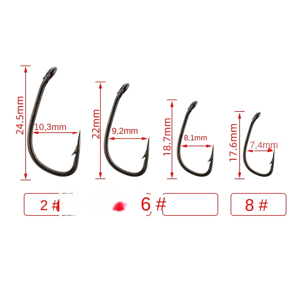 15 Uds. Anzuelo de púas de acero rico en carbono recubierto de PTFE con ojo accesorios de pesca de carpa X702 - imagen 4