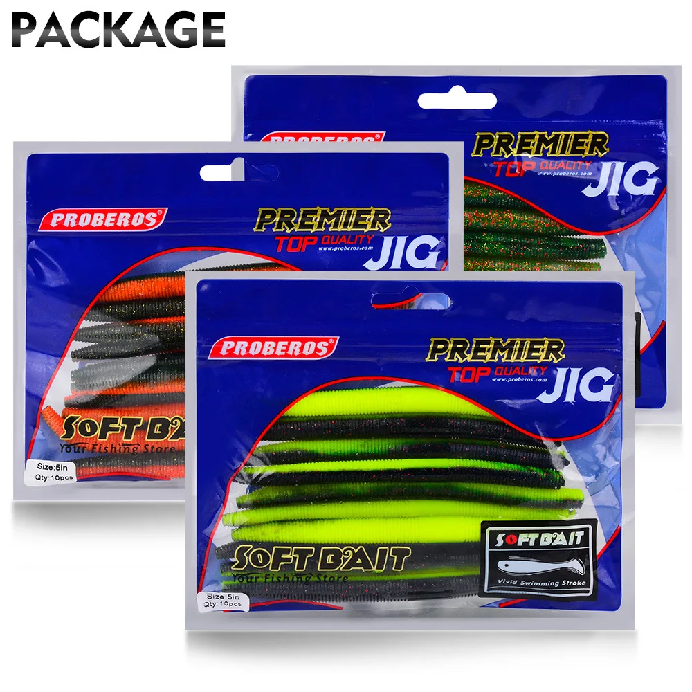 10 Uds. Señuelos blandos de gusano 5,5-8G/10-13CM cebos blandos artificiales Señuelos de Pesca accesorios de Pesca de agua salada al por mayor - imagen 5