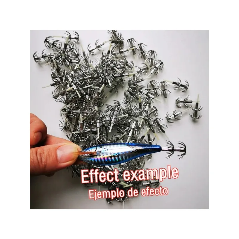 Anzuelos de calamar de acero inoxidable, anzuelos de doble tándem para pesca en el mar, accesorios de cebo de España y Chile, herramienta YR, 100, piezas, 200 - imagen 4