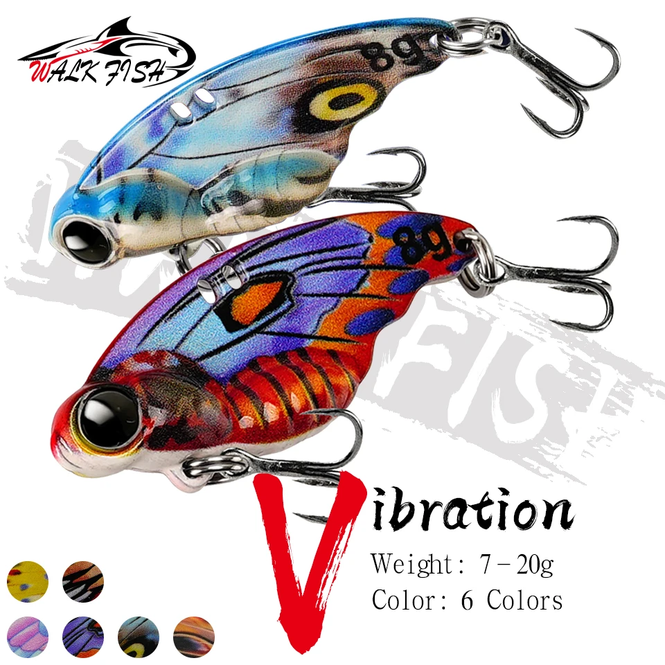 WALK FISH-señuelo de Pesca con cuchara vibratoria, mariposa, Metal, VIB, cebo Artificial, cigarra, Lucio, trucha, Pesca, 7-20g