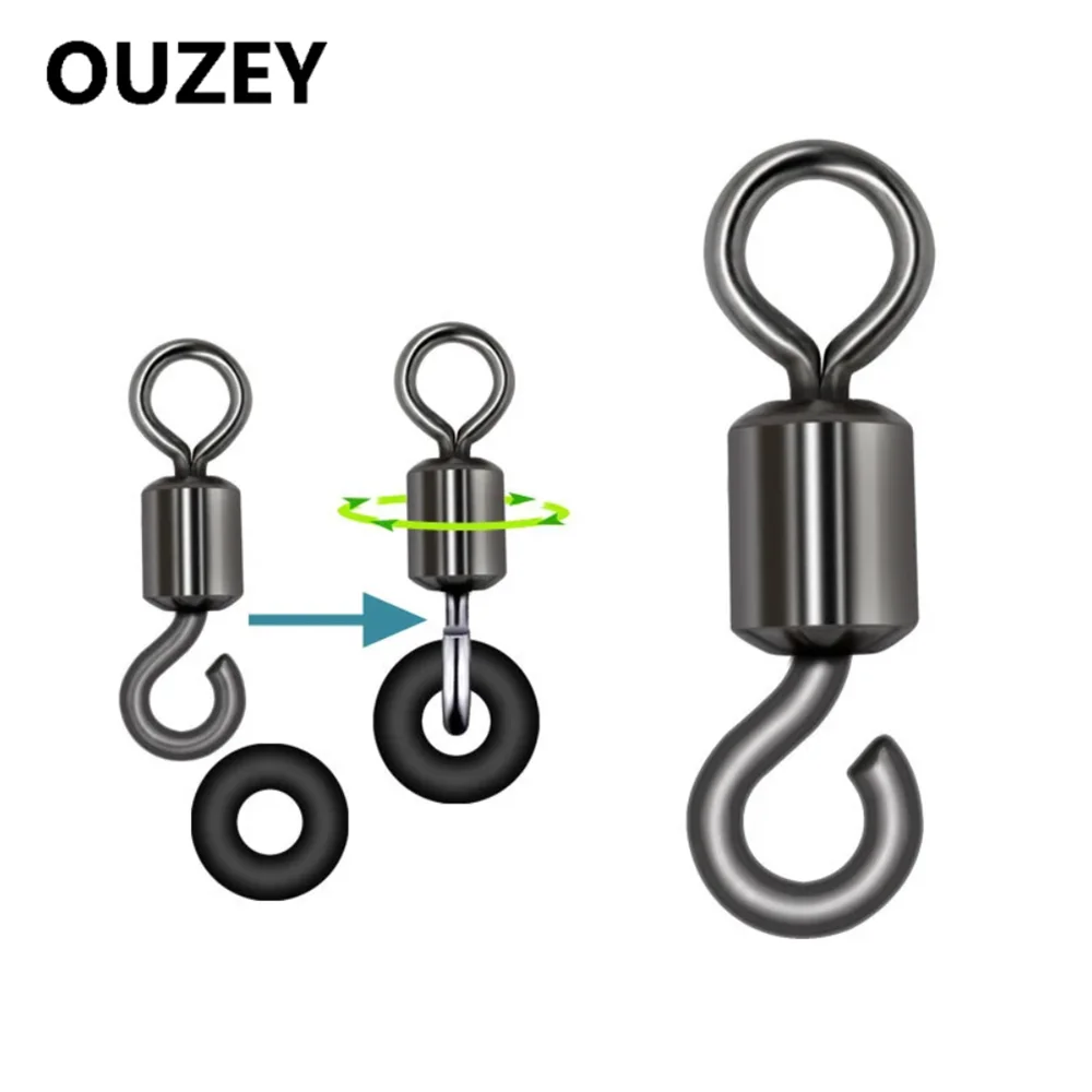 50 Uds. Conector de pesca, anillos giratorios, Pin de enclavamiento, línea de anzuelo de acero inoxidable, señuelo giratorio, aparejos de pesca - imagen 5