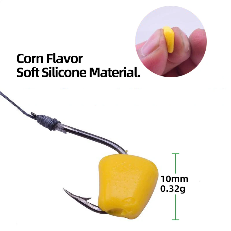 DNDYUJU 100 Uds. Boilies flotantes de maíz para pesca, señuelo suave con sabor, cebo de carpa de hierba, cebo de plástico suave de silicona Artificial - imagen 5