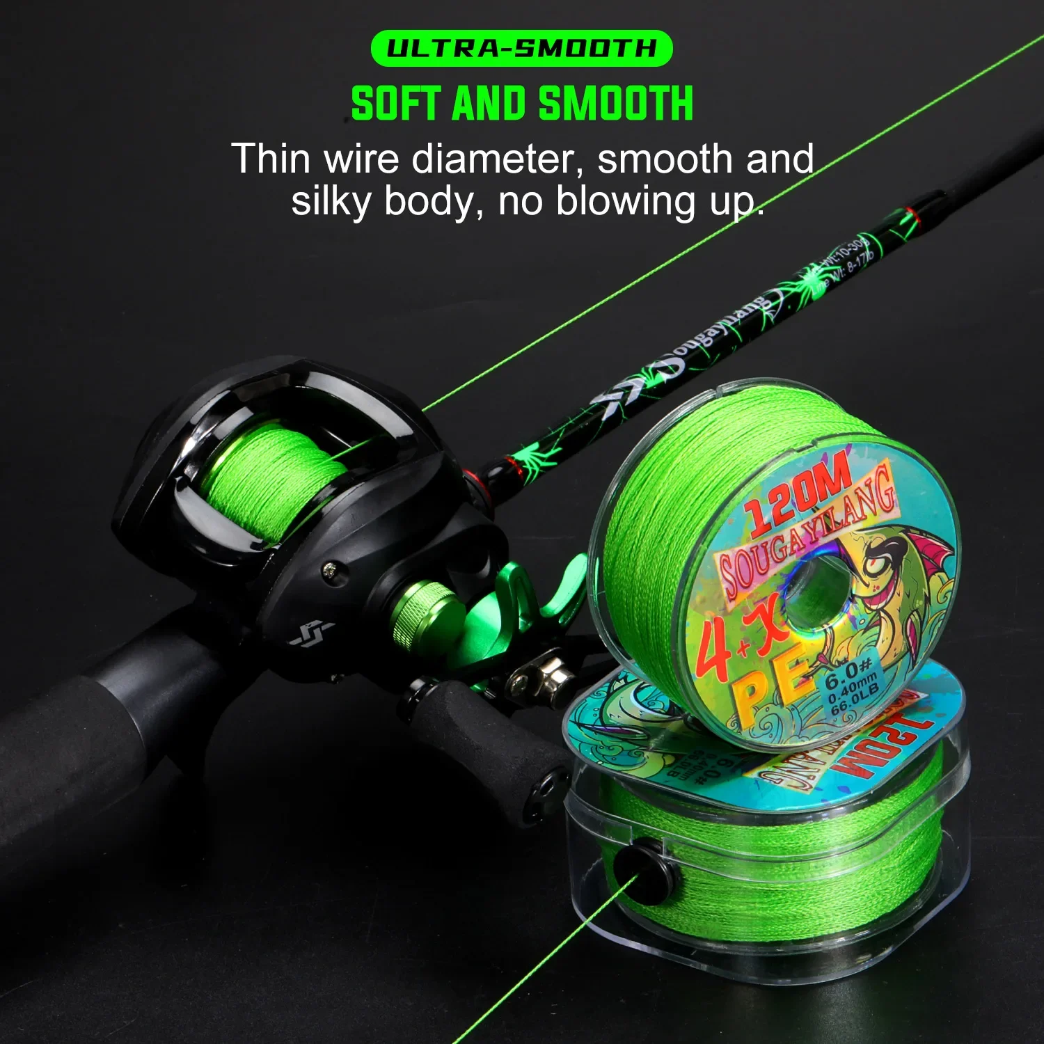 Sougayilang-sedal de pesca trenzado X4 de 120m, multifilamento, PE, con caja de bobinado, resistente al desgaste, Japón - imagen 4