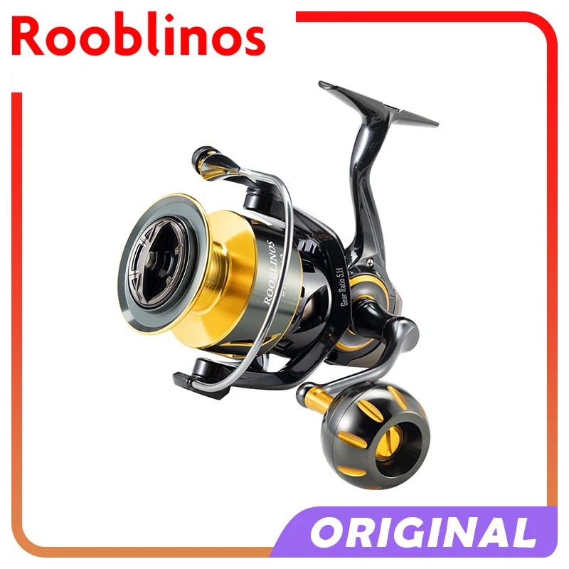 Carrete giratorio Rooblinos SW, carretes de pesca, carretes de pesca, agua salada o agua dulce, 5,0: 1, 9 + 1 BB, arrastre máximo 12kg - imagen 5