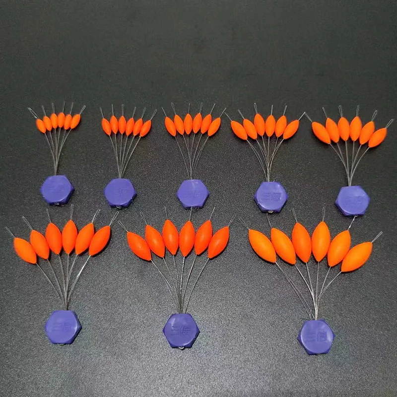 5 paquetes/lote flotador de pesca de carpa 000 # -1 #   Mini flotadores de siete estrellas, accesorios de aparejos de pesca Bobber ovalados naranjas B696 - imagen 2