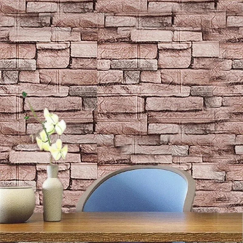Papel tapiz con diseño de ladrillo Retro de 35x30CM, pegatinas de pared autoadhesivas de espuma suave, decoración de pared Vintage para el hogar y el dormitorio - imagen 3