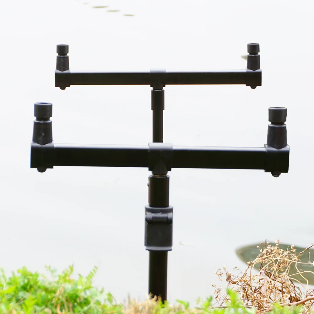 Hirisi 2 uds barras de zumbido para pesca de carpa para 2 cañas soporte de caña de pescar de aluminio accesorios de pesca - imagen 2