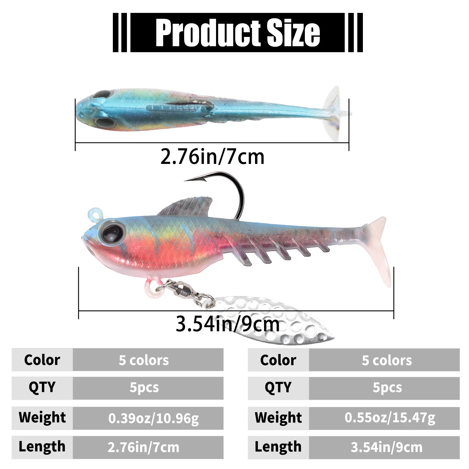 Señuelos de pesca de 9KM Swimbait Jig Head Spinners de agua salada señuelo de plástico suave de silicona con hoja para agua dulce - imagen 3