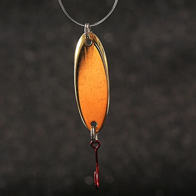 OUTKIT-cuchara de Pesca de cobre, 1 Uds., 2/3/5g, Metal con gancho individual rojo, señuelo de Pesca, aparejos de Pesca, carpa, Isca, pescado Artificial - imagen 5