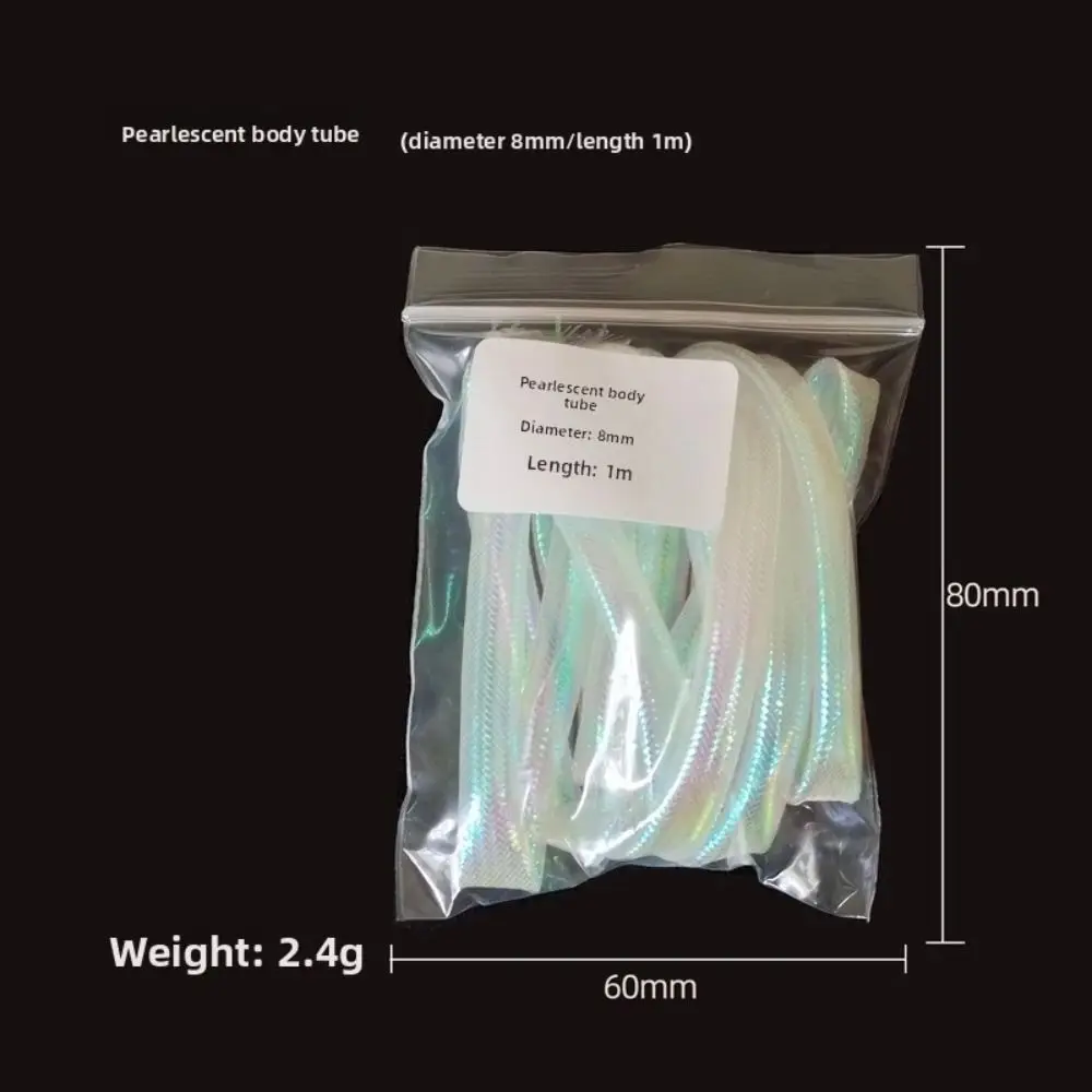 Señuelo blanco perla, cebo para peces, 2mm, 4mm, 6mm, 8mm, 10mm, 14,5mm, tubos trenzados con Flash, tubo de pesca Maylor, tubo Maylor con perlas para pesca con mosca - imagen 3
