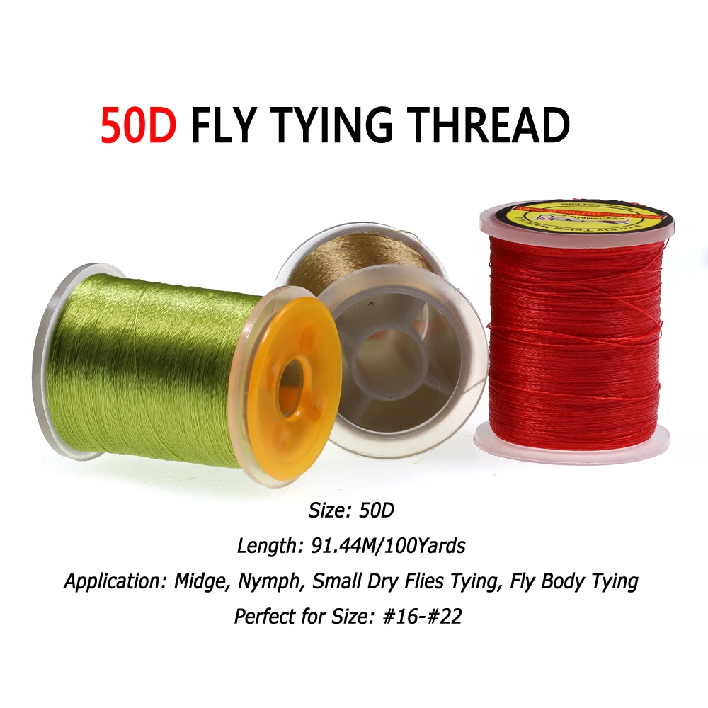 Wifreo-Hilo de atado de moscas 50D, hilo para moscas secas pequeñas, trucha, bajo, Material de línea corporal, Blanco, Negro, amarillo, 1 unidad - imagen 2