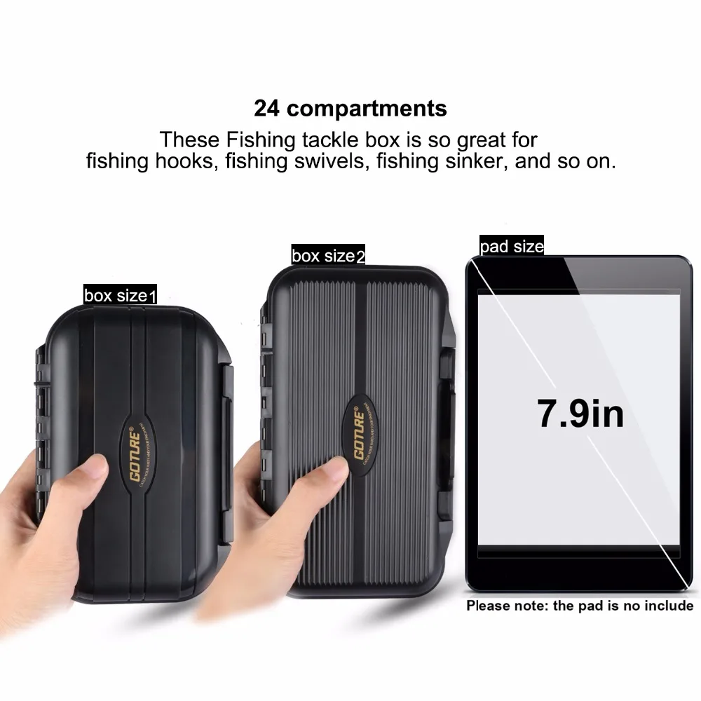Goture-cajas de aparejos de pesca para accesorios de pesca, 24 compartimentos, doble capa, ABS resistente al agua, caja de pesca con señuelo fuerte - imagen 4