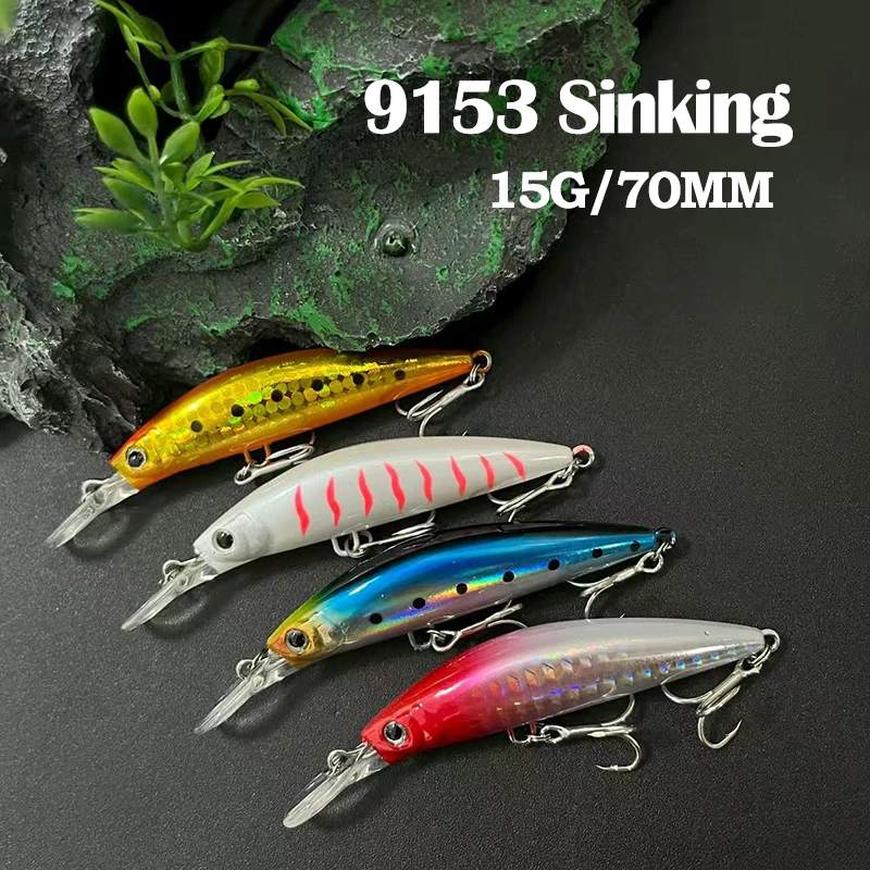1 Uds. Señuelos de pesca de pececillo que se hunden, 70mm, 16g, cebo Artificial de fundición, trucha, lubina, Lucio, Wobblers, accesorios de pesca 9153