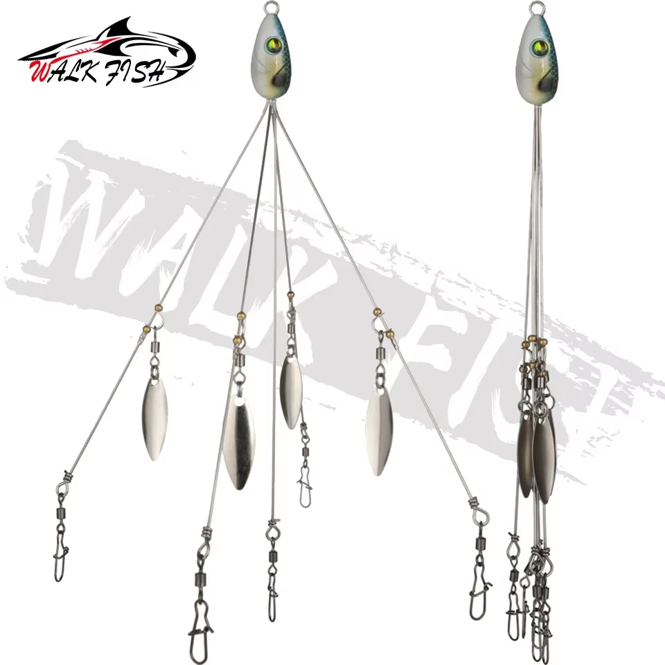 WALK FISH-Juego de pesca Alabama, 21,5 cm, 17g, señuelo de pesca con 5 brazos, cabeza de aparejo, cebo de natación, anzuelo de plomo, Pin de anillo giratorio, cebo falso para pececillo - imagen 2