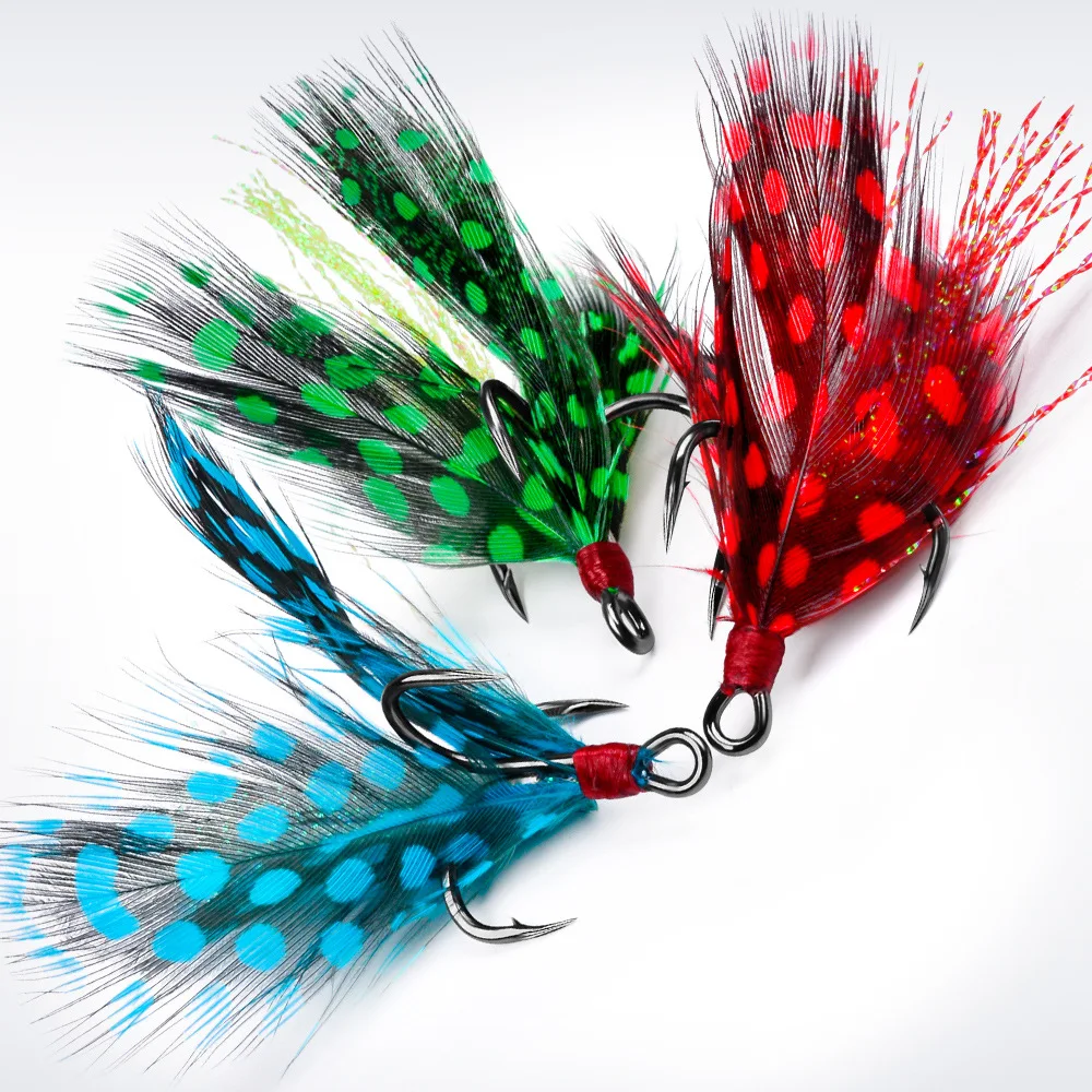 Anzuelos de pesca SeaYolo negros con aparejos de pesca con mosca de plumas 2 # -10 #   Ángulo de señuelo antioxidante de níquel de acero con alto contenido de carbono con púas afiladas - imagen 5