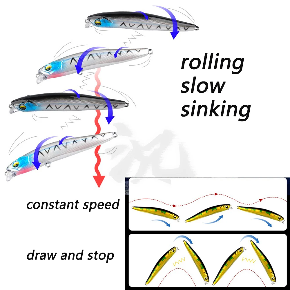 Minnow de hundimiento lento rodante, 12g, Wobbler, Pesca Swimbait, cebo de silicona de fundición larga, aparejos, Lucio, anzuelo, señuelo de Pesca de mar, Jerkbait - imagen 3