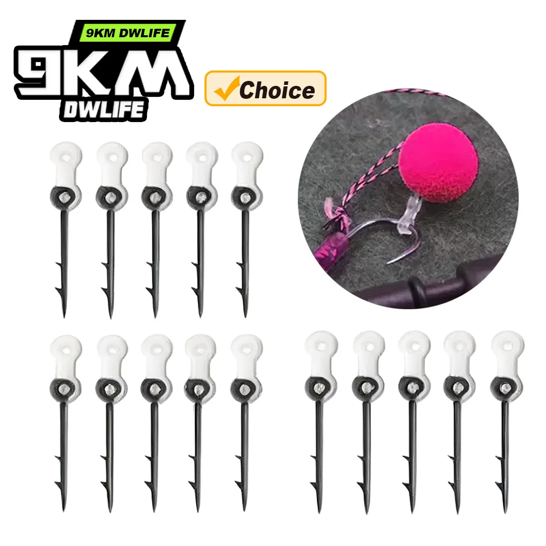Anzuelo de pesca con púas de 9KM, accesorios de pesca de carpa, 15-30 Uds., Pin de Boilies para picaduras de cebo con topes transparentes, aparejo de pelo Ronnie de maíz de goma