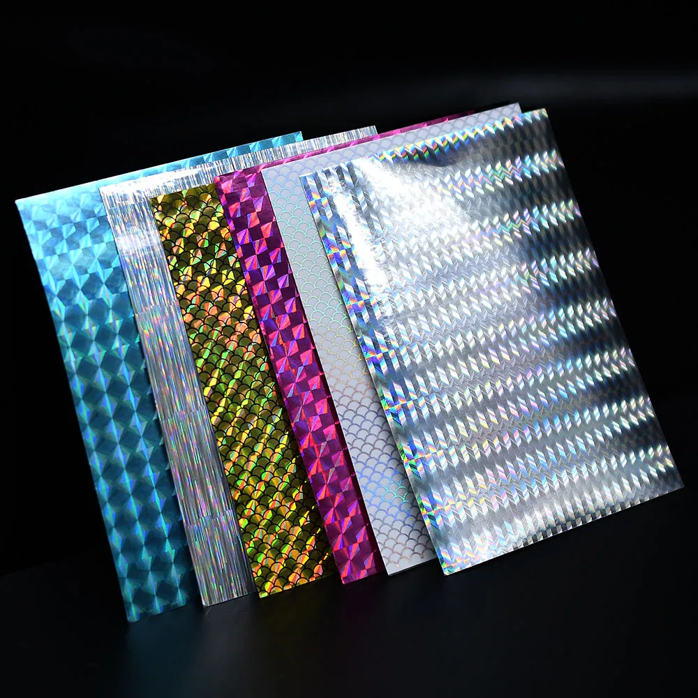 Producto Premium MNFT, cebo de Metal autoadhesivo, pegatina de cambio de Color, señuelo de pesca de lentejuelas duras, película de cinta holográfica de escamas de pescado, 6 piezas - imagen 4