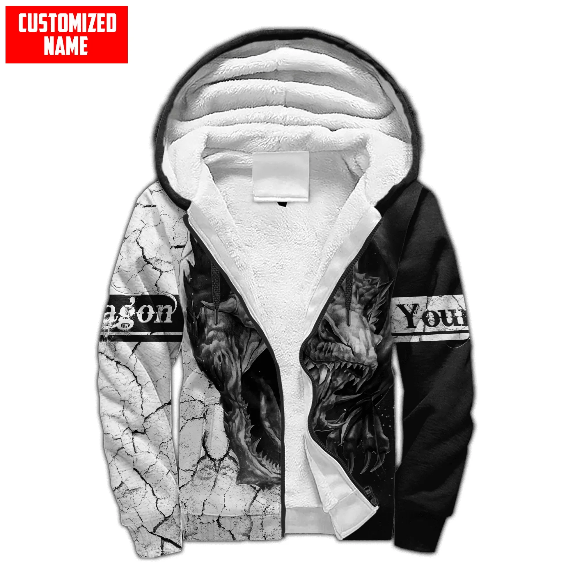Nombre personalizado tatuaje de dragón 3D impreso moda hombres polar cremallera Sudadera con capucha Unisex Casual invierno más grueso cálido chaqueta con cremallera JH17 - imagen 5
