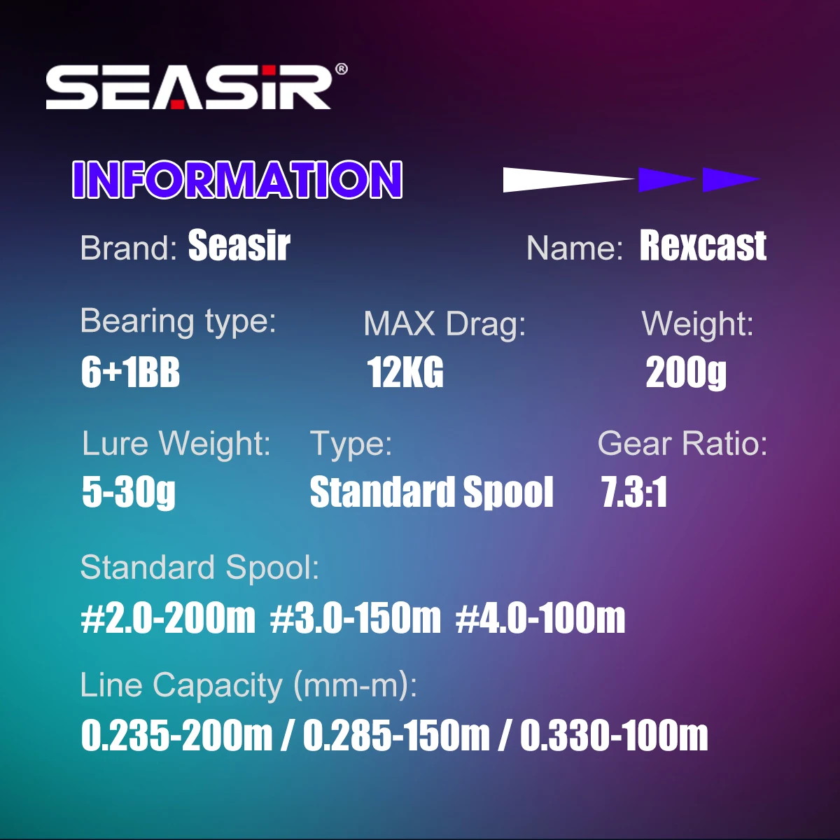 Carrete Baitcasting Seasir Rexcast – 12 kg arrastre, río y mar - imagen 3
