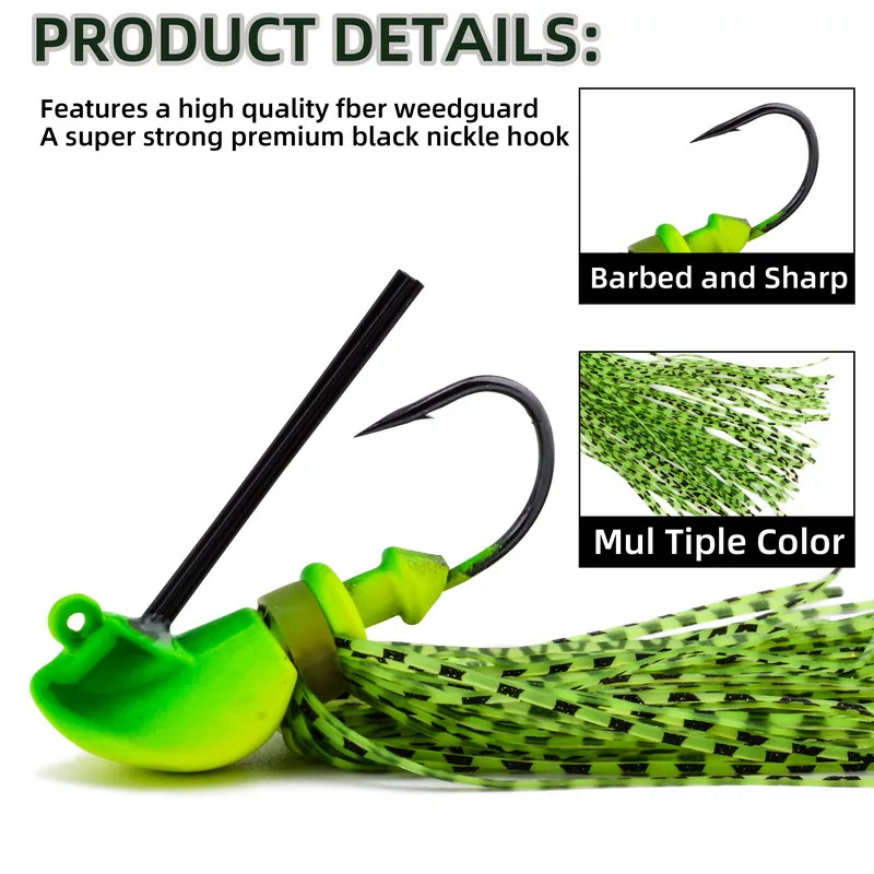 1 Uds spinnerbait buzzbait Señuelos de pesca antibarb negro boca grande lubina pez barba Lucio plantilla de goma cebo de pesca - imagen 4