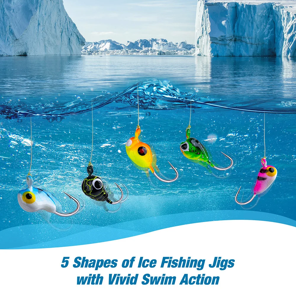 Goture-Juego de señuelos de pesca en hielo, 25 unids/lote, 1,5g, 2g, luminoso con acciones de natación vívidas, Jig, Bonic, para invierno - imagen 3