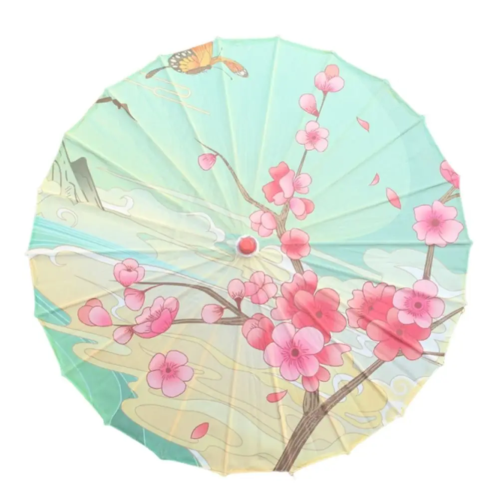 Parasol Decorativo Seda Estampada 56cm – Flores Cerezo con Borla - imagen 2