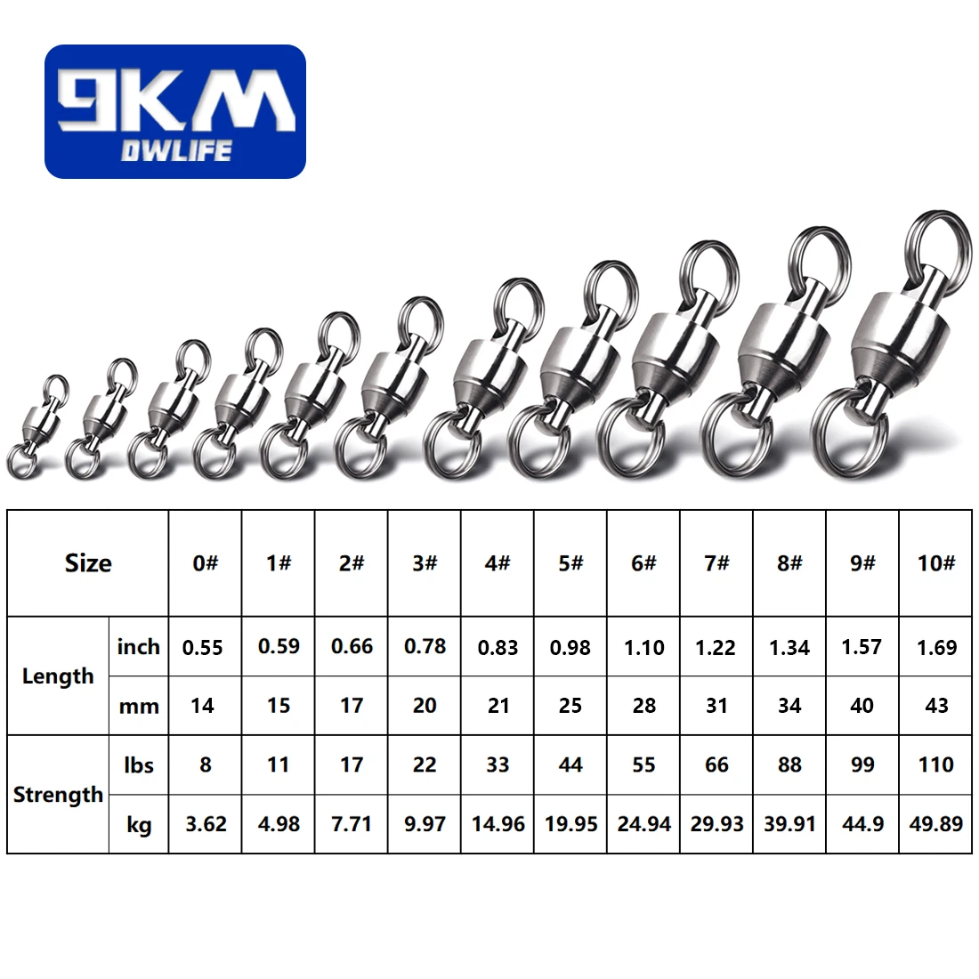 Anillo giratorio de pesca de 20 ~ 100 Uds., anillo dividido, ganchos giratorios con rodamiento de bolas de acero inoxidable, señuelo, accesorios de pesca, aparejos terminales - imagen 2