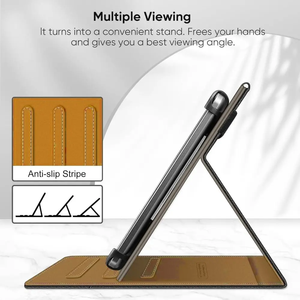 Funda tableta cuero PU bicolor con soporte multiángulo antigolpes - imagen 4