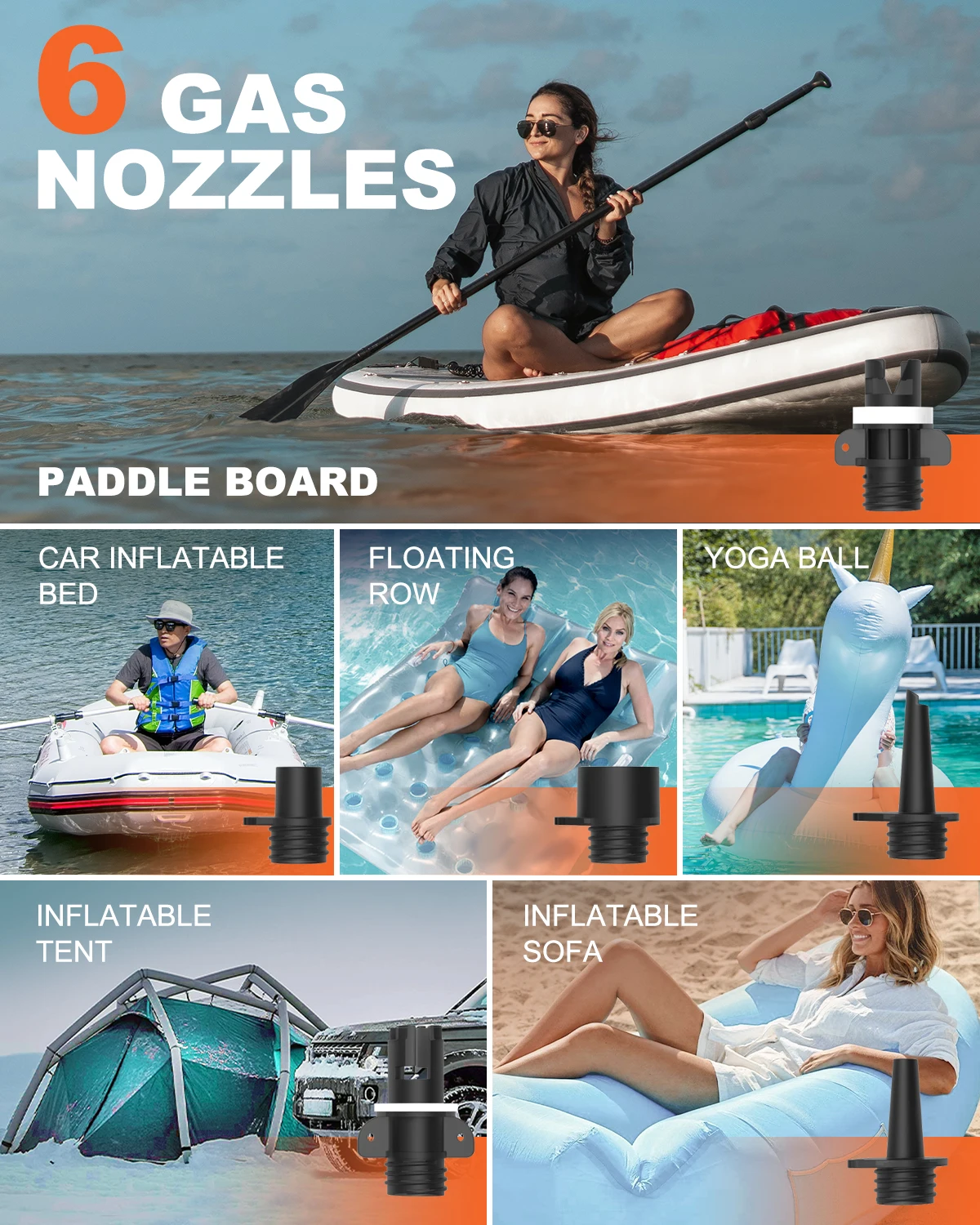 Bomba inflable eléctrica inteligente portátil de doble etapa, 18x29,5x24cm con pantalla LCD, se aplica a inflables, barcos, carpa, piscina, Etc. - imagen 5