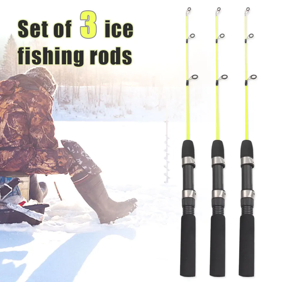 Caña de pescar en hielo de 58cm, Material de fibra de carbono ultraligero y sensible, detección rápida para peces de agua dulce en lagos y ríos de invierno - imagen 2