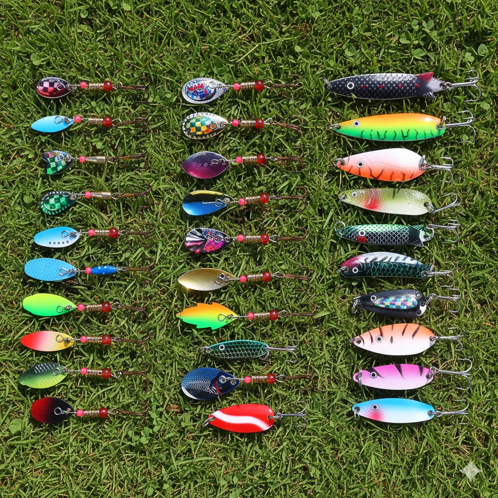 Señuelos de pesca – Cucharas, cebos giratorios y duros con triples - imagen 2