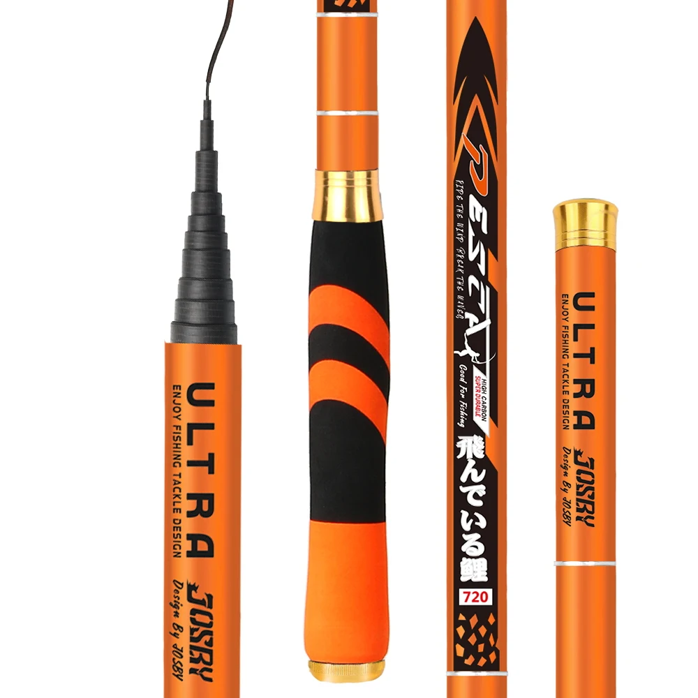 PAZA-caña de pescar de fibra de carbono, 2,7 M-7,2 M, telescópica, ultraligera, dura, para agua dulce, aparejo duradero - imagen 2