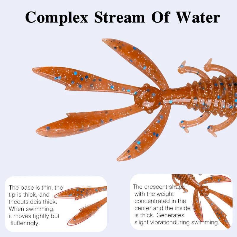 TSURINOYA-señuelo de pesca de silicona Artificial, gusano suave pionero de Camarón, 68mm, 2,4g, 20 piezas, trucha - imagen 5