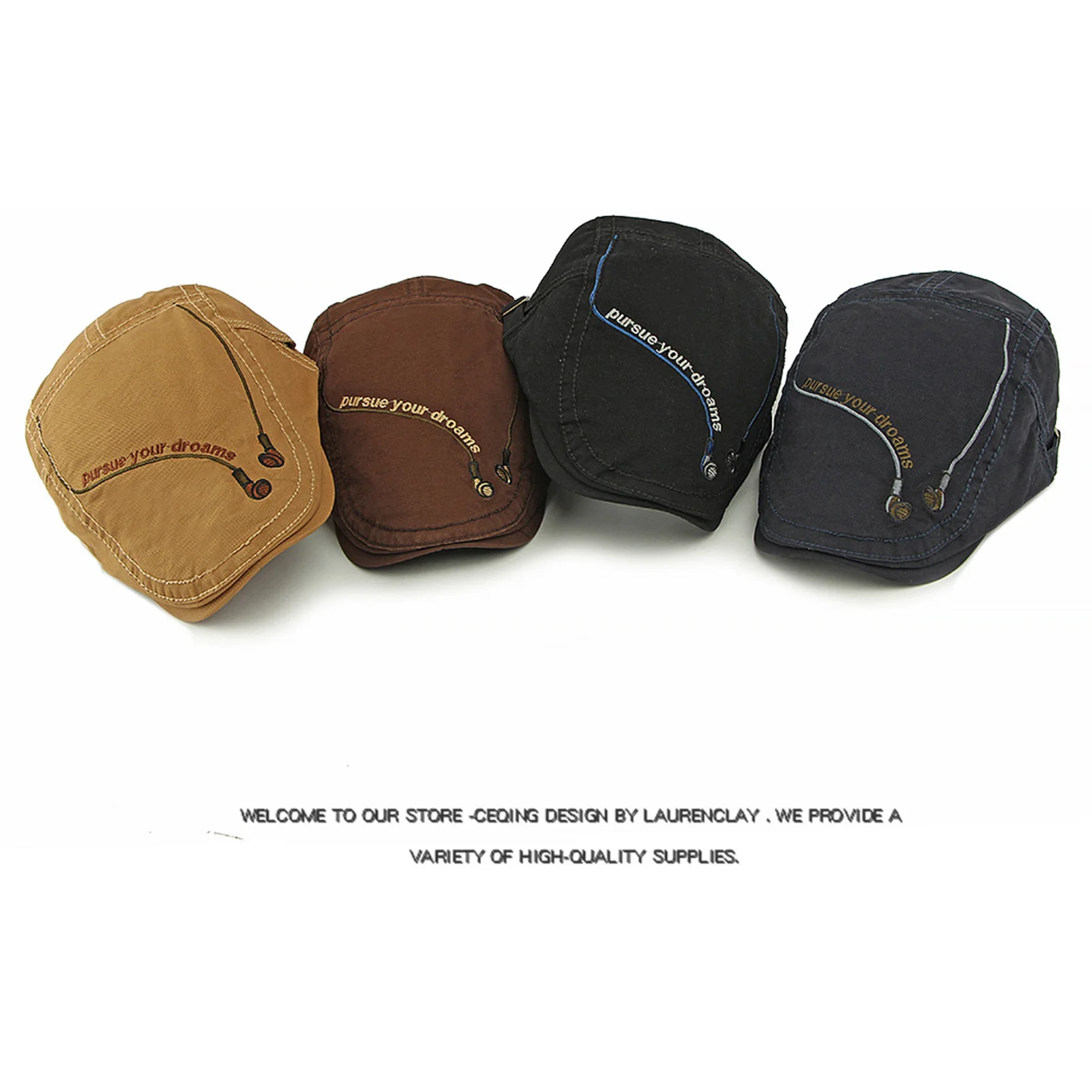 Gorro a prueba de viento para exteriores de otoño, sombrero Vintage británico de ala ancha para acampar, senderismo, ciclismo, montar, viajes, gorros cálidos de moda - imagen 3