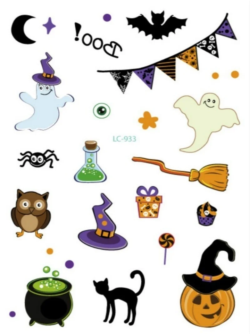 Nuevas pegatinas de tatuaje impermeables de Halloween, pegatinas de cara de espíritu de muerte de mascarada, pegatinas de tatuaje temporal divertidas - imagen 4