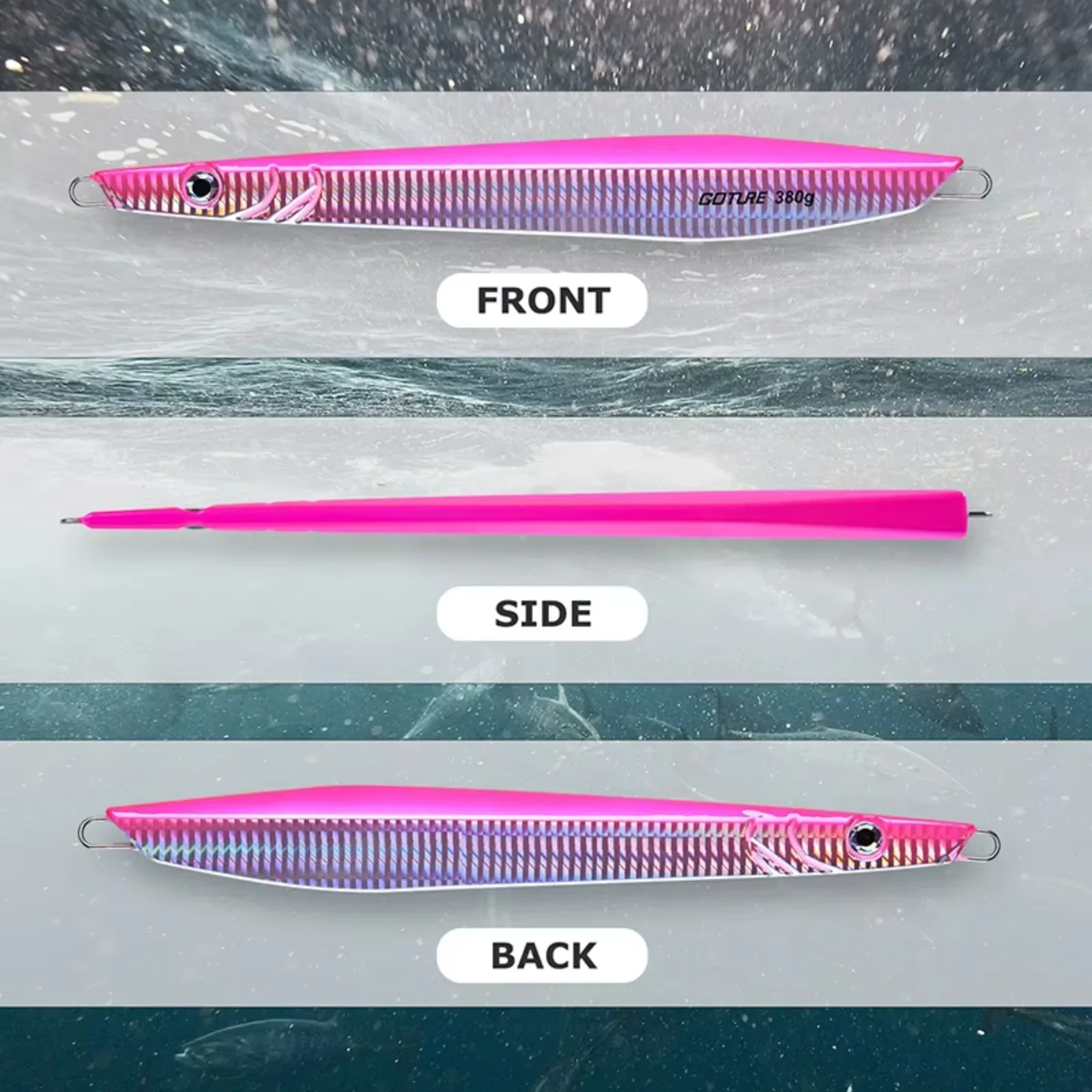 Goture-señuelo de pesca con plantilla de Metal, pesas de 390g, cebo duro para pesca de lubina, trucha, Jigging, plantillas de señuelos de agua salada, 1 Uds. - imagen 3