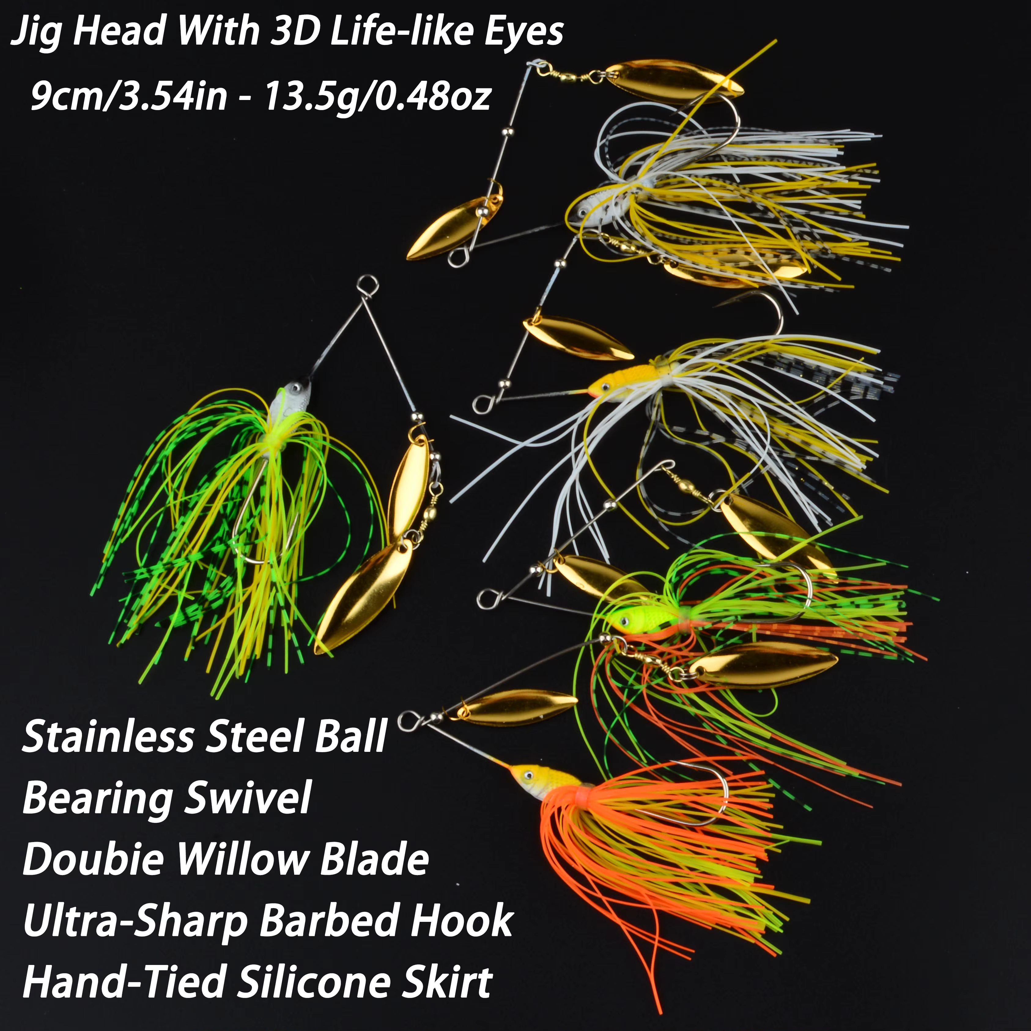 Spinnerbaits giratorios coloridos con cola atractiva y anzuelo afilado - imagen 5