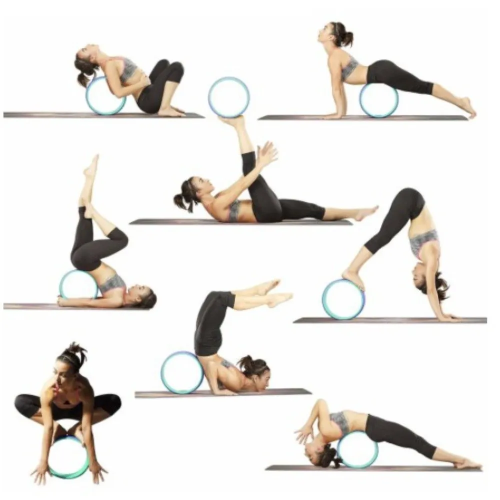 Rueda de Yoga para masaje muscular, entrenamiento de espalda, rodillo de entrenamiento de espalda multifuncional, herramienta de entrenamiento, anillo de Pilates para entrenamiento de cintura, gimnasio en casa - imagen 3