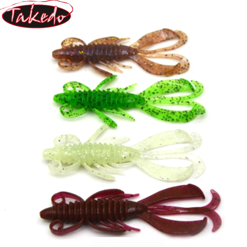 TAKEDO MY13 pesca en el mar 2,2g 6g Material TPR señuelo suave en forma de camarón señuelo de pesca de gusanos blandos con cuentas de anillo para lubina - imagen 4