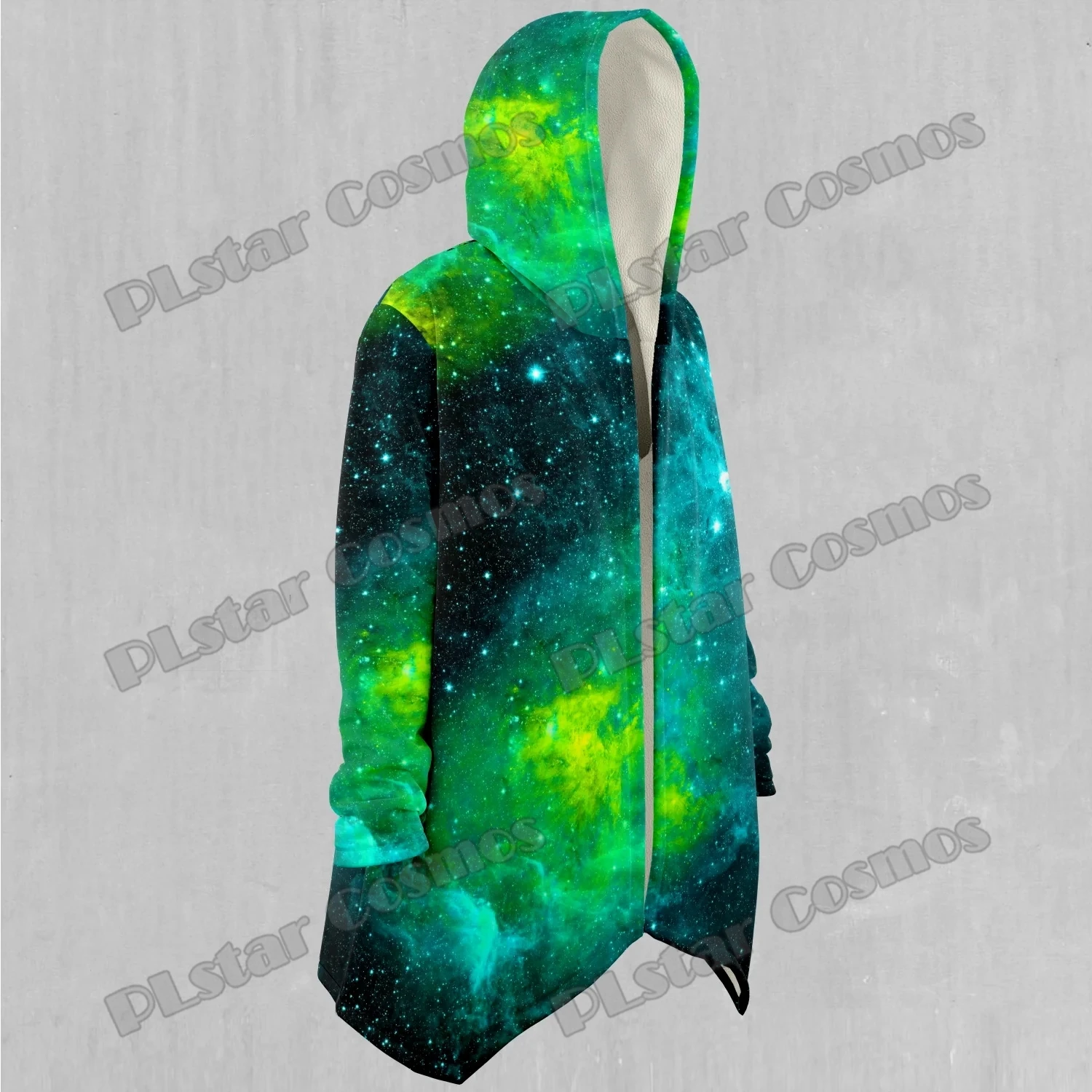 PLstar Cosmos Galaxy nebulosa patrón espacial 3D impreso capa con capucha de lana para hombre invierno Unisex Casual grueso capa cálida DP73 - imagen 3