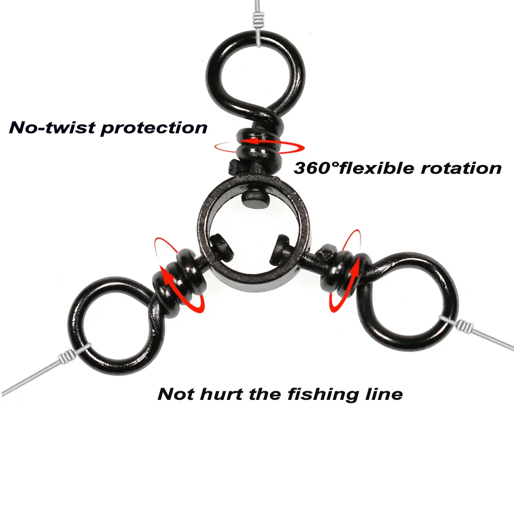 Lionriver-conector de línea de señuelo para pesca, anillo giratorio de barril de 3 vías, accesorio de pesca - imagen 3
