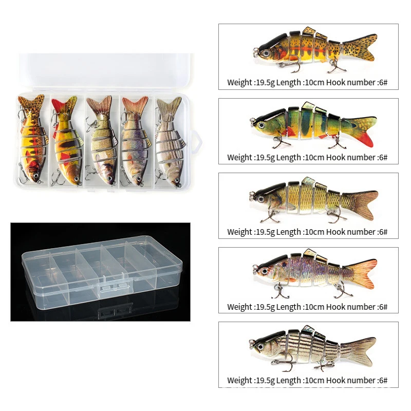 Mini señuelo de Pesca multiarticulado de 10cm, cebo duro Flexible para peces, Crankbait biónico que se hunde, Lucio, aparejos de lubina - imagen 4