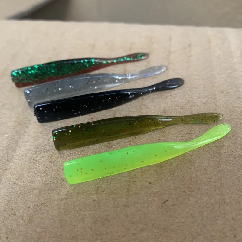 HAIMALUO-señuelo de pesca giratorio de silicona, cebo suave de gusano de dardo, 20 piezas, 55MM, 65MM, lubina de agua salada y dulce - imagen 5