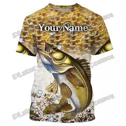 Walleye Fishing/Pesca atún personaliza el nombre 3D impreso camiseta de moda para hombres verano Unisex pantalón corto casual camiseta de manga TX310