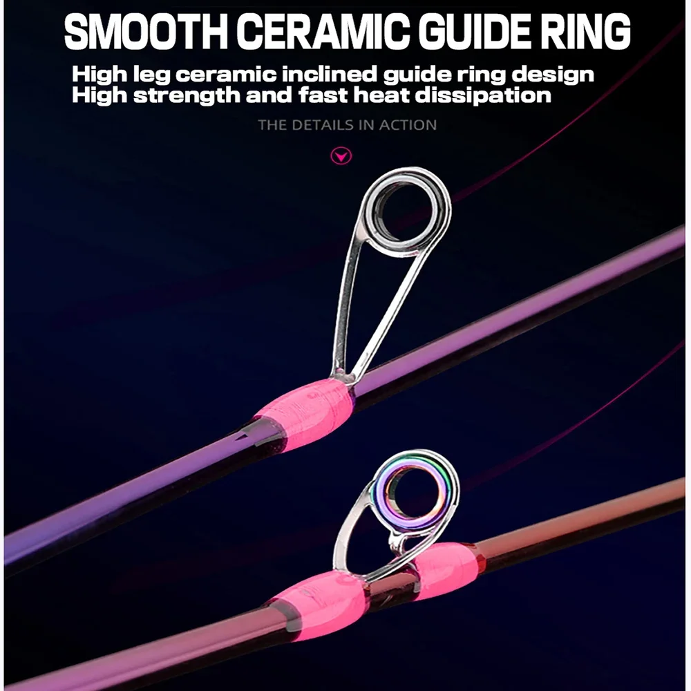 Caña de pescar giratoria para trucha, fibra de carbono, 1,65 m, 1,8 m, cañas de señuelo, cebo de pesca ligero para Jigging, peso de 5-20g, 2 secciones, lanzamiento de moscas UL/L - imagen 3