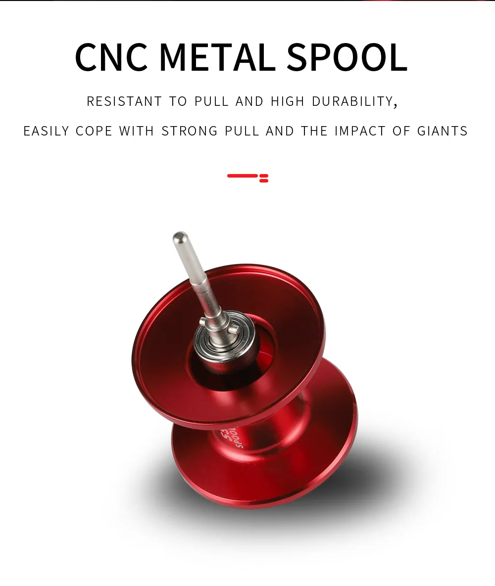 Resistente al tirón y la alta durabilidad Este carrete de metal CNC se enfrenta fácilmente a un fuerte tirón y al impacto de los gigantes