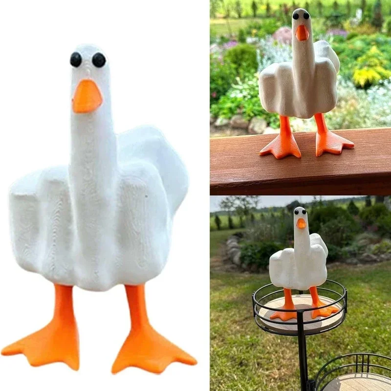 Pato de resina con dedo medio – Decoración divertida para hogar y jardín - imagen 5