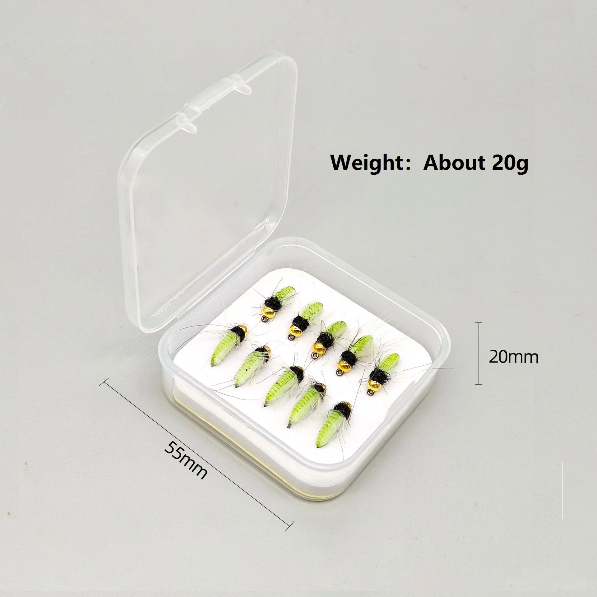 Señuelo luminoso de pesca con mosca, cabeza de cuentas de latón, trucha, lubina, hundimiento rápido, fibra CDC, serpentina de insectos, salmón #10 #12, 10 unids/lote por caja - imagen 3